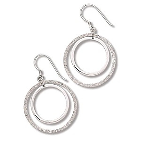 Sterling Silver Stardust Double Circle Dangles - Click Image to Close